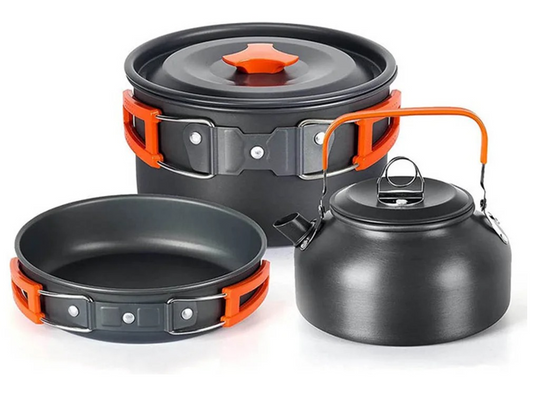 Set Ollas y Tetera Para Camping